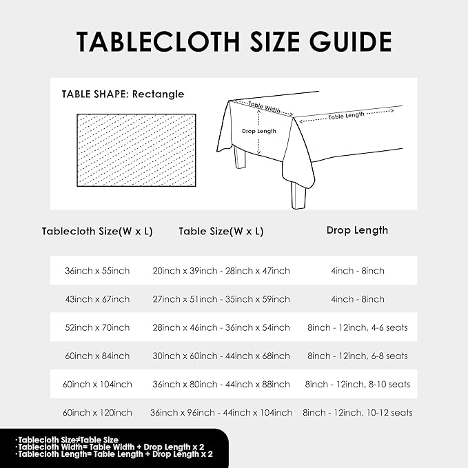 Rectangle Navy Tablecloth 60 x 84 Inch Polyester Fabric Washable Table Cloth - Image 7