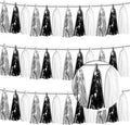 3P Black Silver White Metallic Fringe Tassel Banner Garland Foil Tinsel by Xuuf
