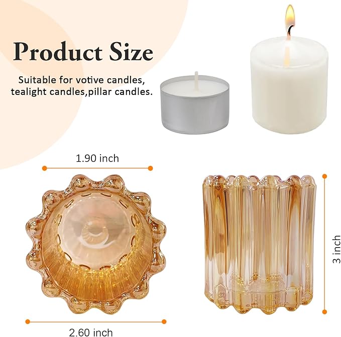 GOLDEAL 6Pcs Gold Glass Votive Candle Holders Tealight Holders Decorative - Image 2