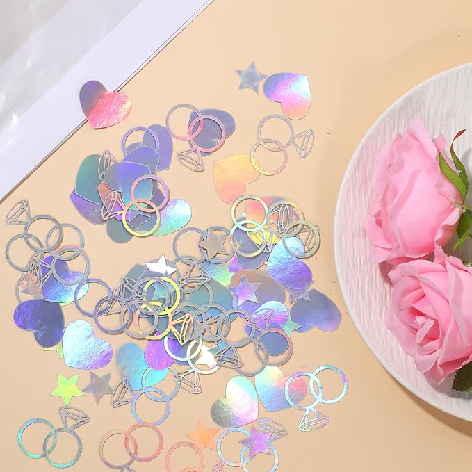 300 Pcs Iridescent Bachelorette Confetti, Bridal Shower Decoration Confettis - Image 7