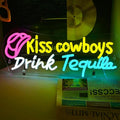 Kiss Cowboy Drink Tequila Neon Sign Bar Led Neon Light Save Water Drink Tequila by FAXFSIGN