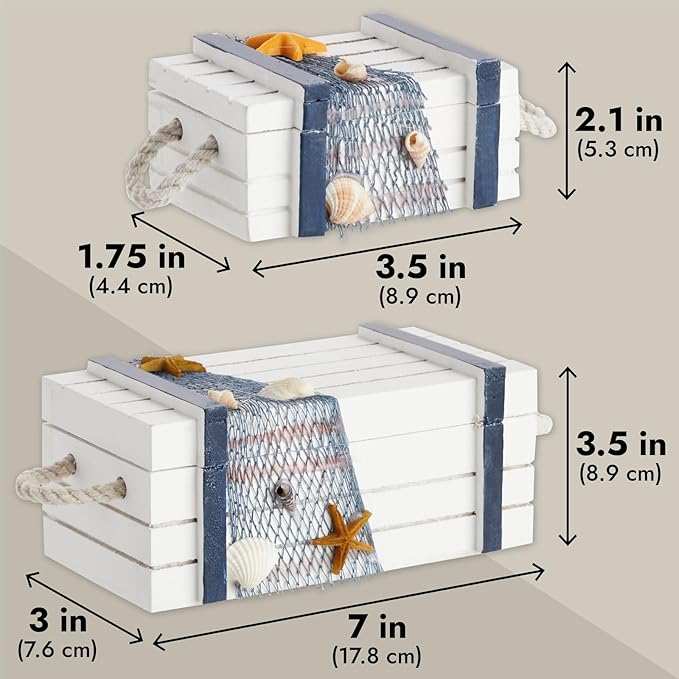 Juvale Nautical Wooden Jewelry Box Set - Image 4