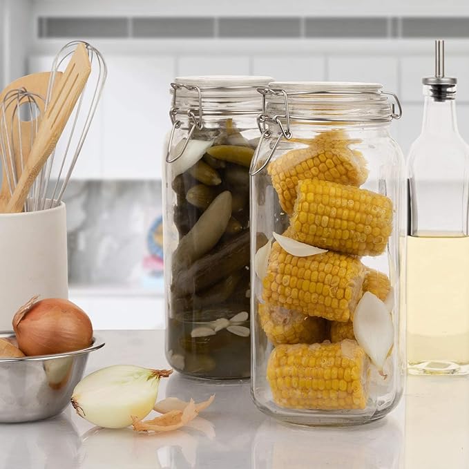 Set of 3 Glass Mason Jar 64 Ounces - Image 2