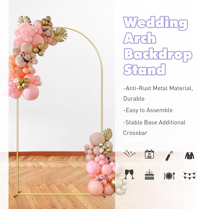 6FT Wedding Arch Backdrop Stand and Beige Arch Cover, Parties Decoration. - Image 3