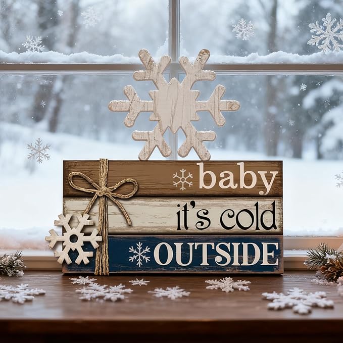 4 Pcs Winter Christmas Decor Winter Table Decorations Christmas Tiered Tray - Image 2
