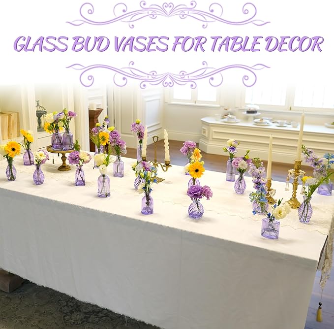 Glass Bud Vases 24 in Bulk, Small Purple Vase Glass Vases - Image 3
