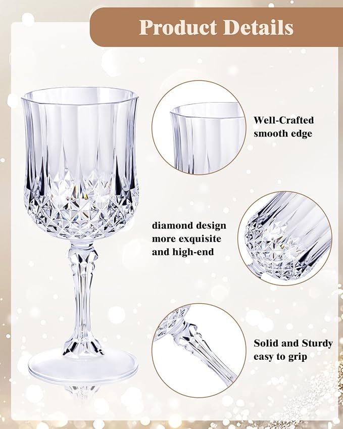Ciaell 24PCS Plastic Wine Glasses - 7 Oz Plastic Goblets - Image 7
