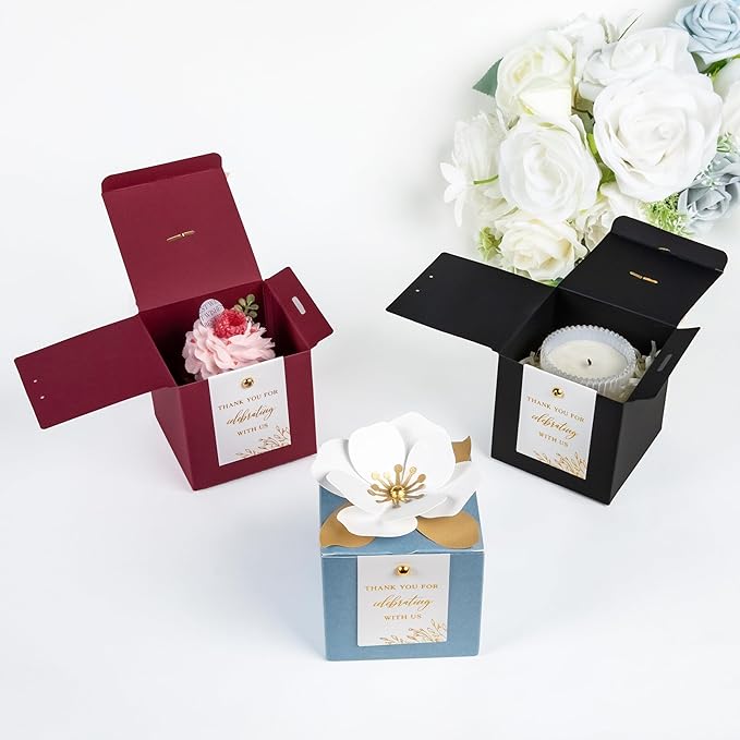 FEIYI 20 PCS Burgundy Gift Boxes, 3 In 1 Favor Boxes - Image 5