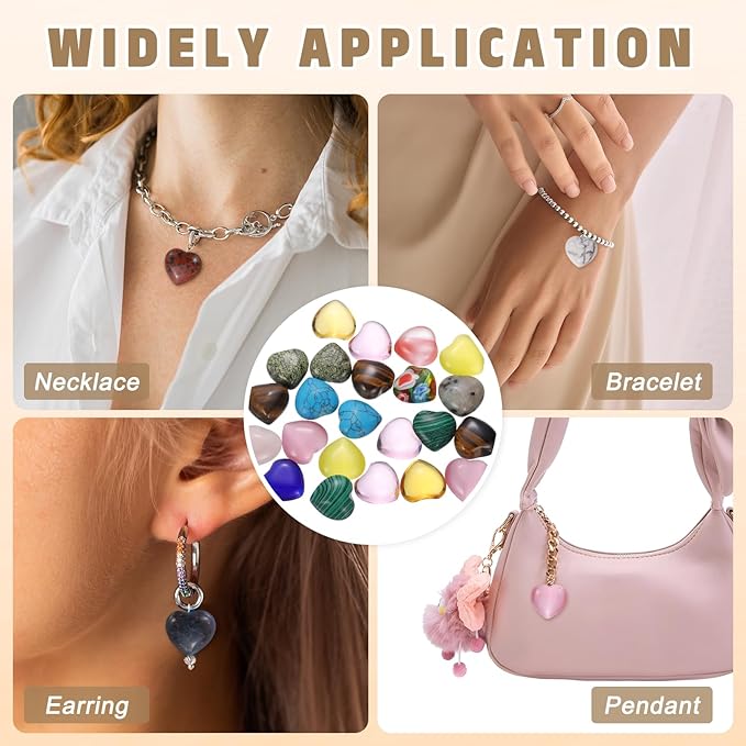 PATIKIL 20 Pcs Natural Heart Shaped Crystal Stone, 0.6 Inch Mini Polished Love - Image 5