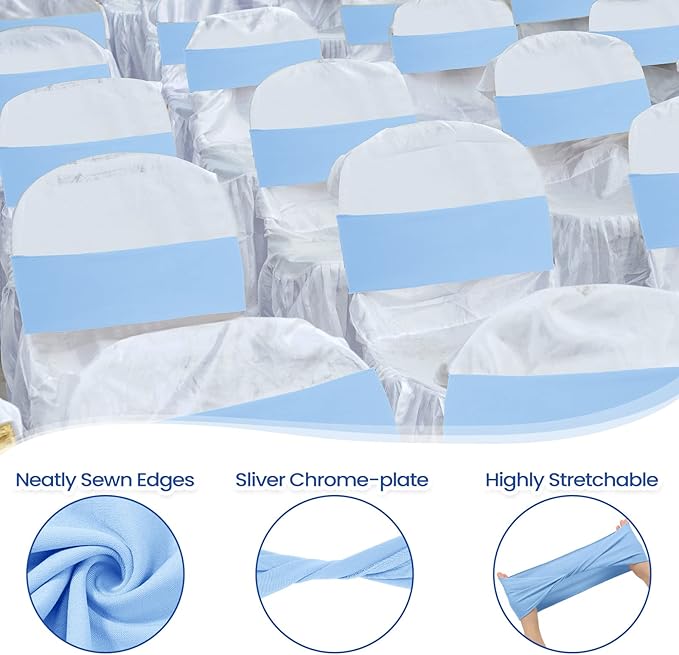 Kinlop 50 Pcs Spandex Chair Sashes Bows Chair BandB0C3V282KGs Slider Sashes - Image 3