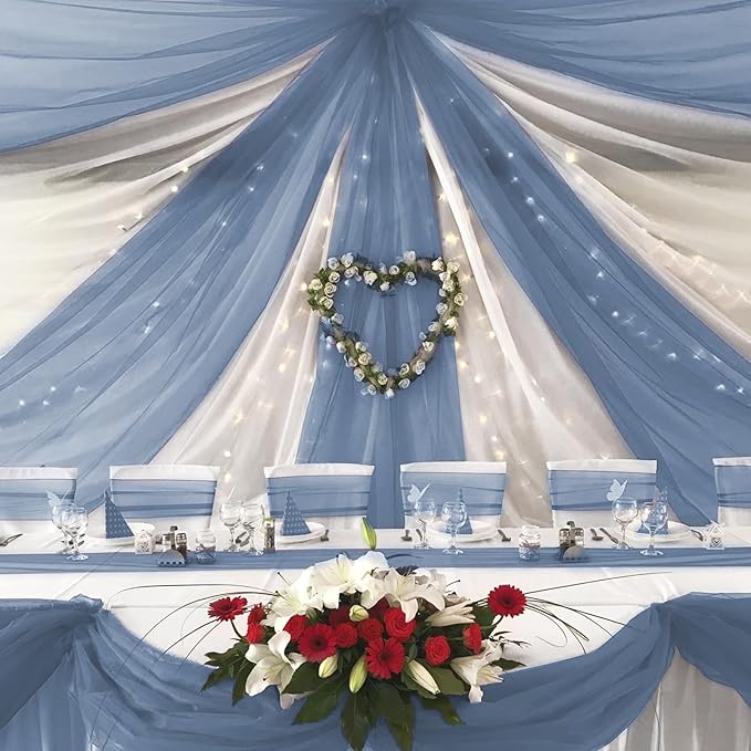 6 Panels Dusty Blue Ceiling Drapes - Image 8