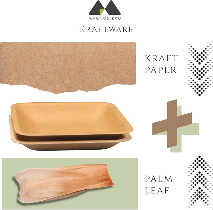 magnus EKO Kraftware | 6 Inch Square Plates 50 Pcs | Disposable Plates | Like - Image 5