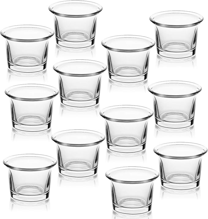 Letine Tealight Candle Holder Set of 12- Clear Glass Votive Candle Holders Bulk by LETINE
