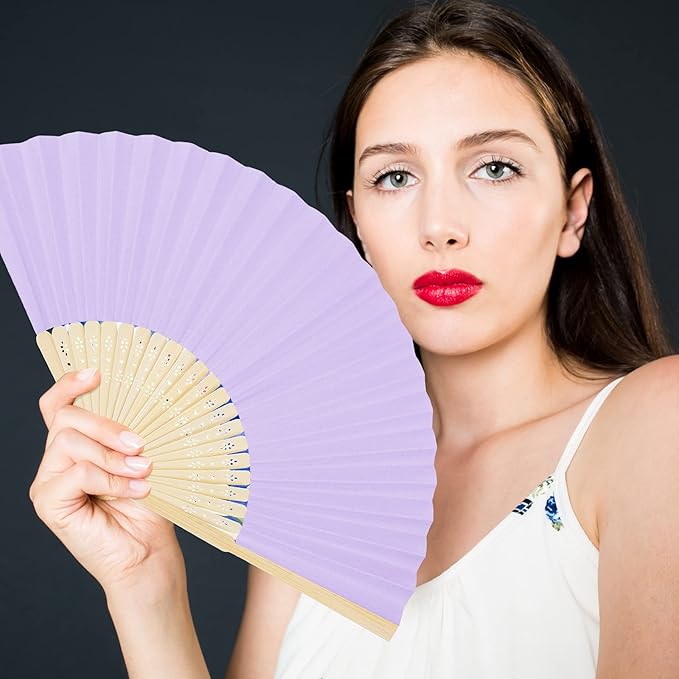 Aneco 36 Pieces Handheld Paper Fans Paper Folding Fans - Image 6