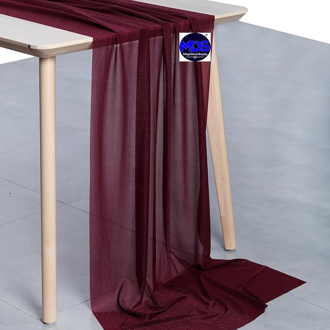 MDS 20 Pack 10ft Chiffon Table Runner 29 x 120 Inches Sheer Wedding Runner - Image 2