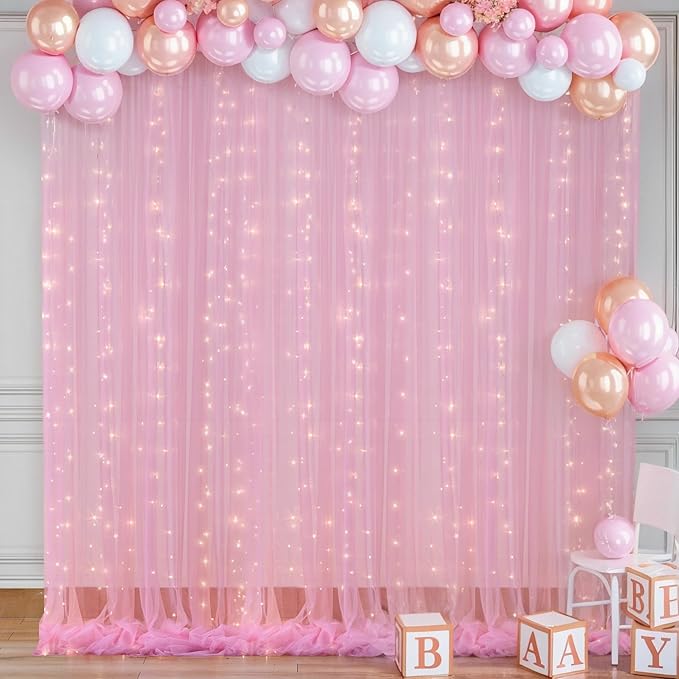 10×10ft Pink Tulle Backdrop Curtain - Image 7