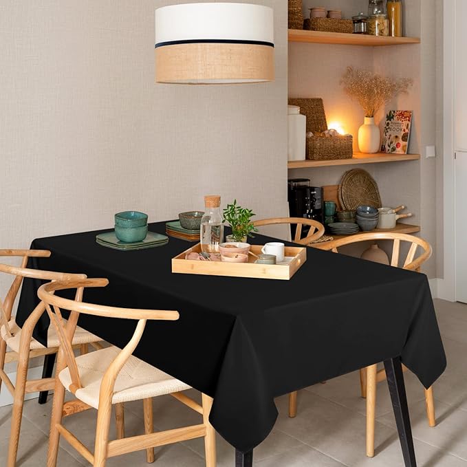 sancua 8 Pack Black Tablecloth 60 x 102 Inch, Rectangle Table Cloth - Image 2