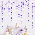 46 Ft Purple and White Circle Dots Garland Lavender Hanging Paper Polka Dot by pinkblume