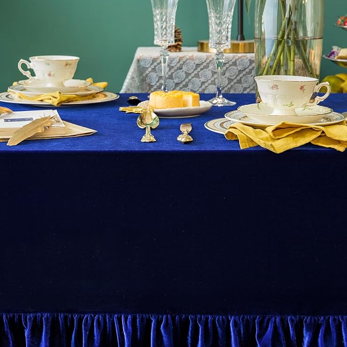 Velvet Tablecloth Luxurious Solid Rectangle Table Cloth, Oblong Retro Farmhouse - Image 9