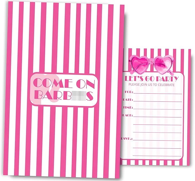 Pink Girl Birthday Invitations for Girls, Girls Pink Birthday Party Invitaions - Image 7