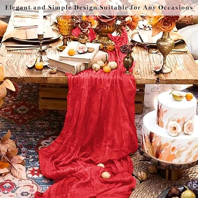 20 Pack Red 10FT Cheesecloth Table Runner Rustic Gauze Fabric Cheese Cloth - Image 7