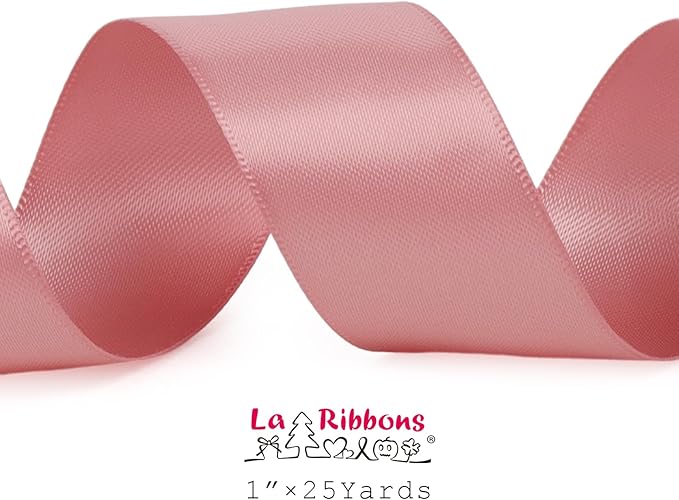 LaRibbons 1 Inch 25 Yard Double Faced Satin Ribbon, Dust Pink Satin Craft - Image 6