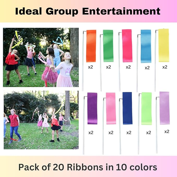 Ribbon Dancing Wands 20pcs Pack, Party Favor - Image 2