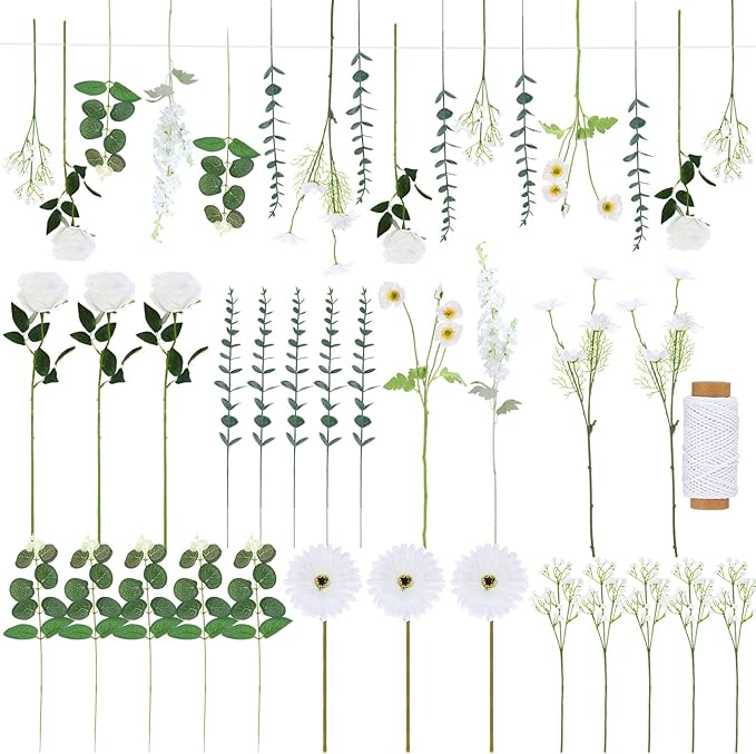 Hoteam 26 Pcs DIY Flower Garland Artificial Hanging Wildflower Backdrop Set by Hoteam