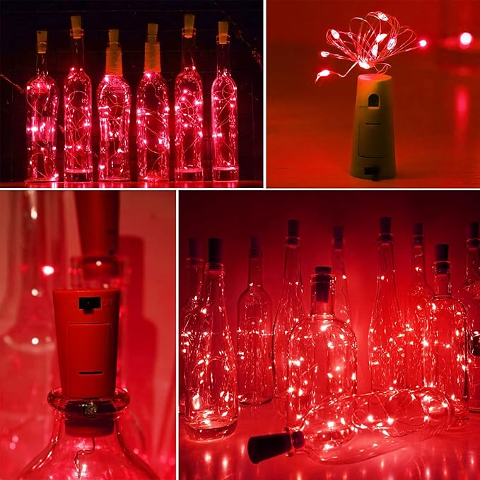 Wine Bottle Cork Lights 15Pack 10 LED 40 Inches Battery Operated Silver Wire - Image 5