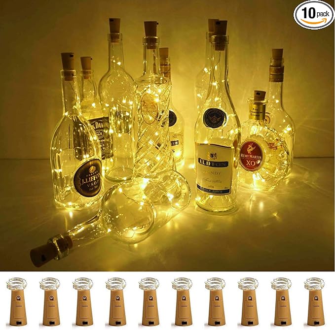 Wine Bottle Lights with Cork, LoveNite 10 Pack Battery Operated Bright LED by LoveNite