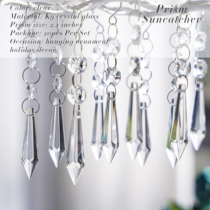 20pcs 55mm Chandelier Icicle Crystal Prism Suncatcher, Crystals - Image 2
