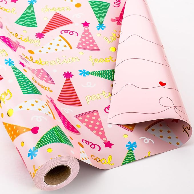 Yarcony Pink Birthday Wrapping Paper - Image 8