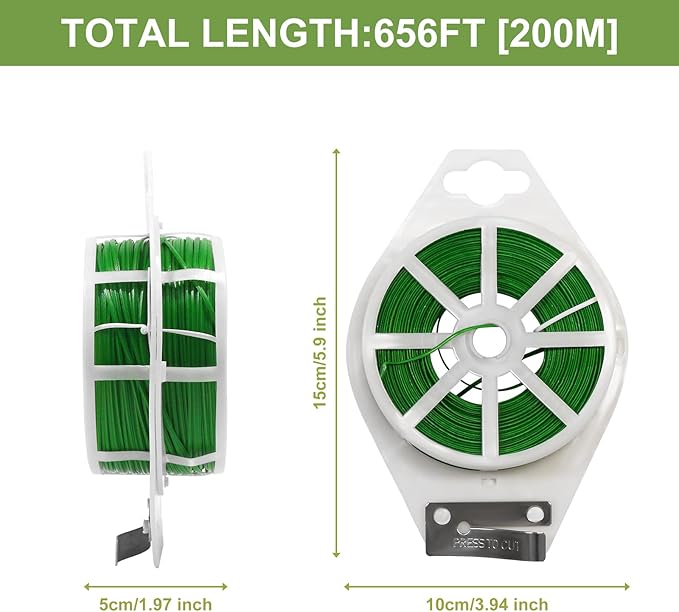 SumDirect Plant Ties, 1312FT/400m Green Garden Twist Ties - Image 2