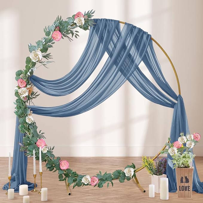 Dusty Blue Wedding Arch Draping Fabric 2 Panels 29" x 20 FT Blue Wedding Drapes - Image 3