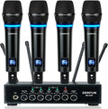 4 Channel Rechargeable Wireless Microphone System, Pro UHF Metal Handheld by ZERFUN