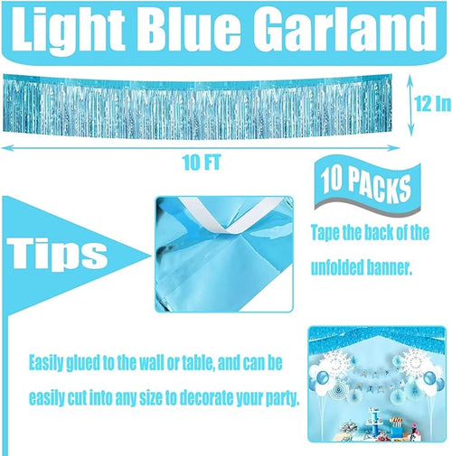 10 Pack 10 Feet Foil Fringe Garland Metallic Tinsel Streamers Banner Wall - Image 2