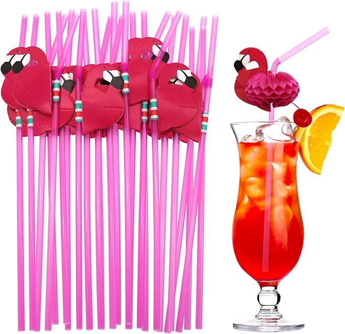 BLUE TOP Flamingo Drinking Straws Cocktail Straws 9.65 Inch 100 PCS, Decoration by BLUETOP