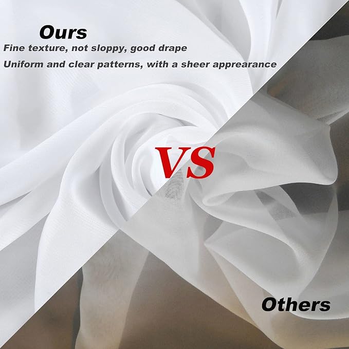 10ft x 10ft White Chiffon Backdrop Curtains, Wrinkle-Free Sheer Chiffon Fabric - Image 3