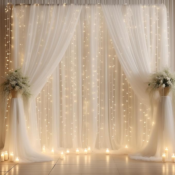 10ft x 10ft White Chiffon Backdrop Curtain - Image 7