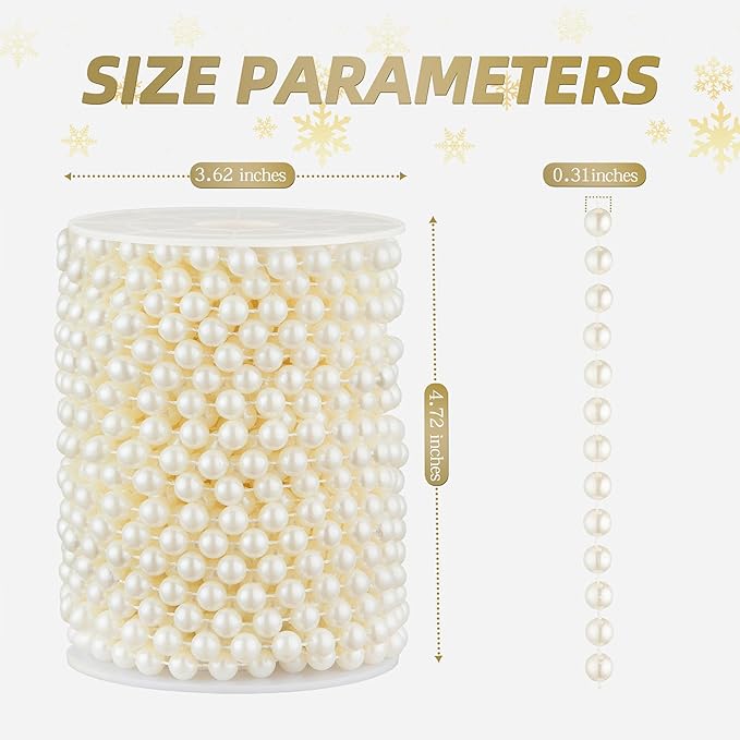 48 Feet Faux Pearl Beads Garland 8mm Craft String Pearls - Image 3