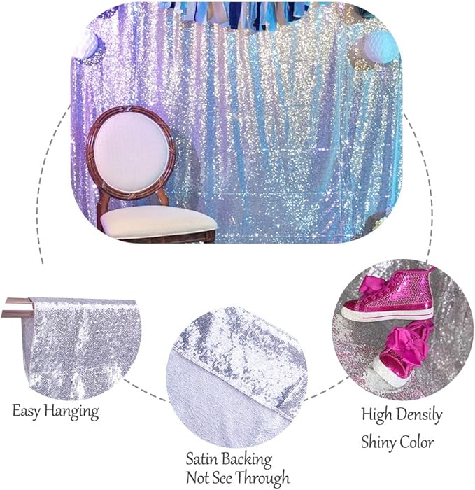 SquarePie Sequin Backdrop Opaque Non-Transparent Background Sparkly Curtain - Image 4