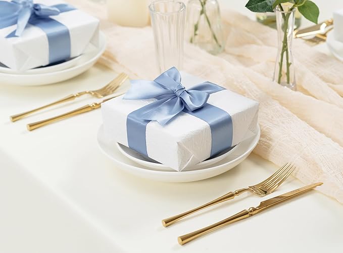 Blue Satin Ribbon 1-1/2 Inch x 50 Yards Double-Faced Ribbons - Image 5