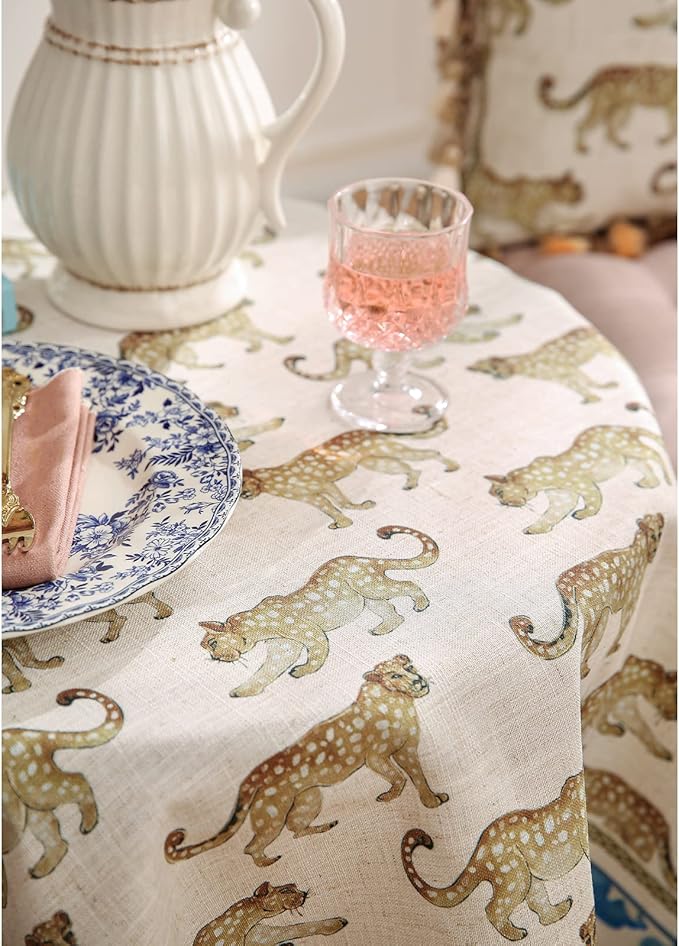 patdrea Designer Leopard Animal Linen Small Table Cloth - Image 8