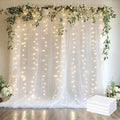 Tulle Backdrop Curtain with Lights String 20 X 10FT White Sheer Tulle Backdrop by Xiomot