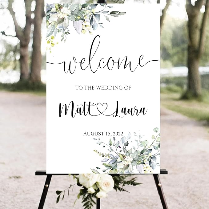 Generic Eucalyptus Wedding Welcome Sign, Editable Plastic Wedding Sign - Image 3