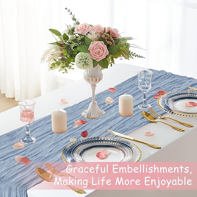 Blue Table Runner, 10Ft 120in Cheesecloth Table Runner, Gauze Rustic Cheese - Image 7