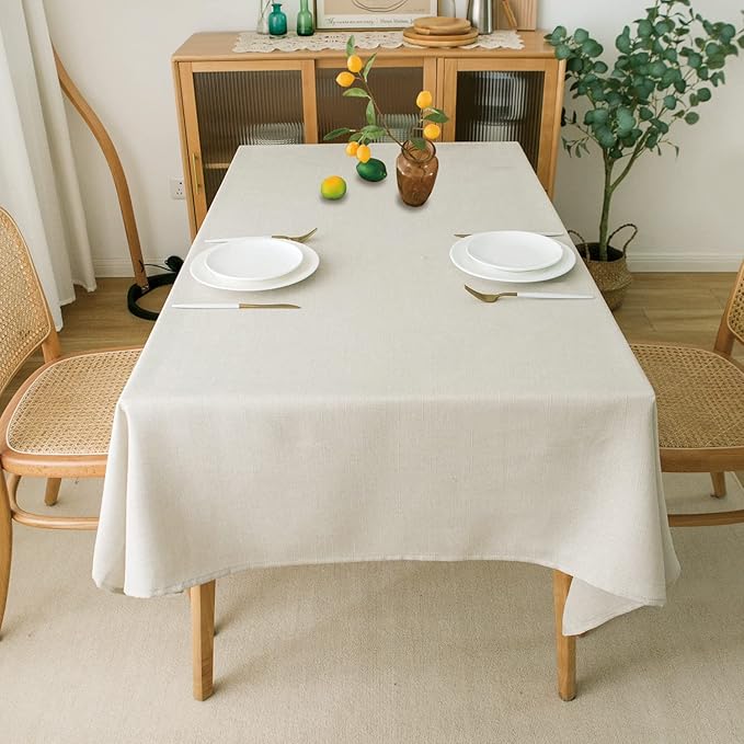 NLMUVW Linen Table Cloth for Square Tables, Rustic Textured Tablecloth Water - Image 6
