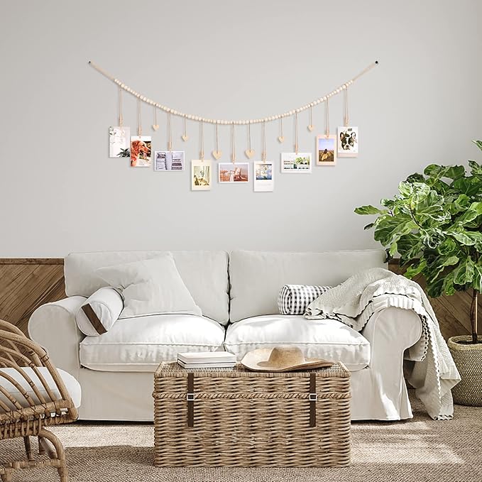 Hanging Photo Display Room Wall Decor, Boho Collage Picture Frame Christmas - Image 6