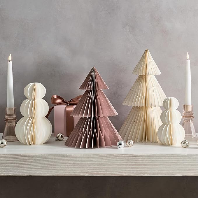 LampLust Pink Tree, 2 Pack Honeycomb Paper Trees 10 & 12 Inch, Winter - Image 9
