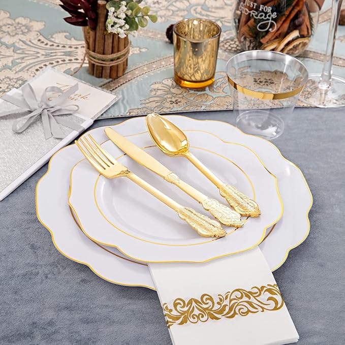 NOCCUR 175PCS Gold Plastic Plates - Image 8